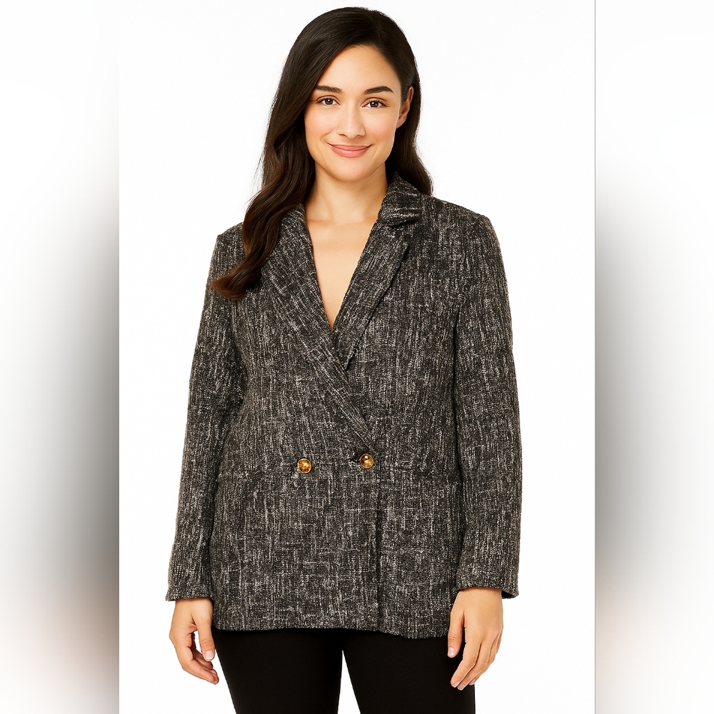 Cherry Cloth Double Breasted Blazer Gold-tone Accent Buttons Size S